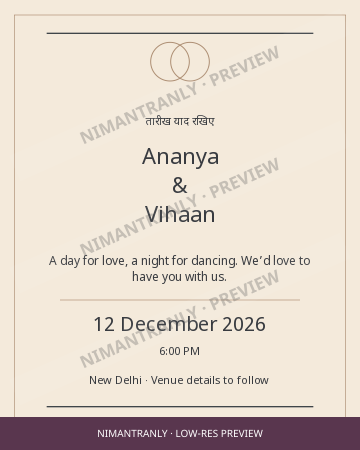 A modern save-the-date: low-resolution watermarked sample